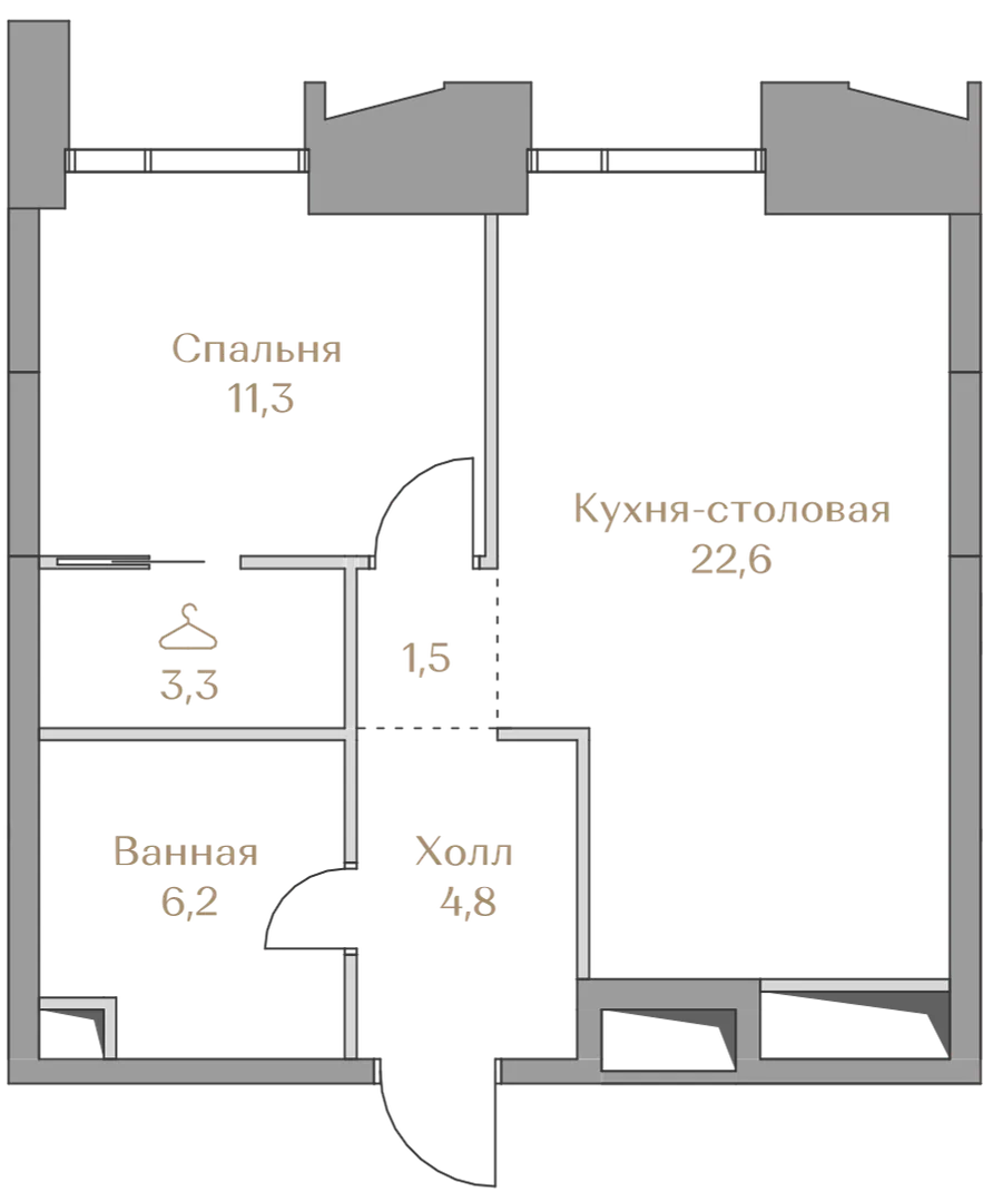Планировка · 1-комн.
