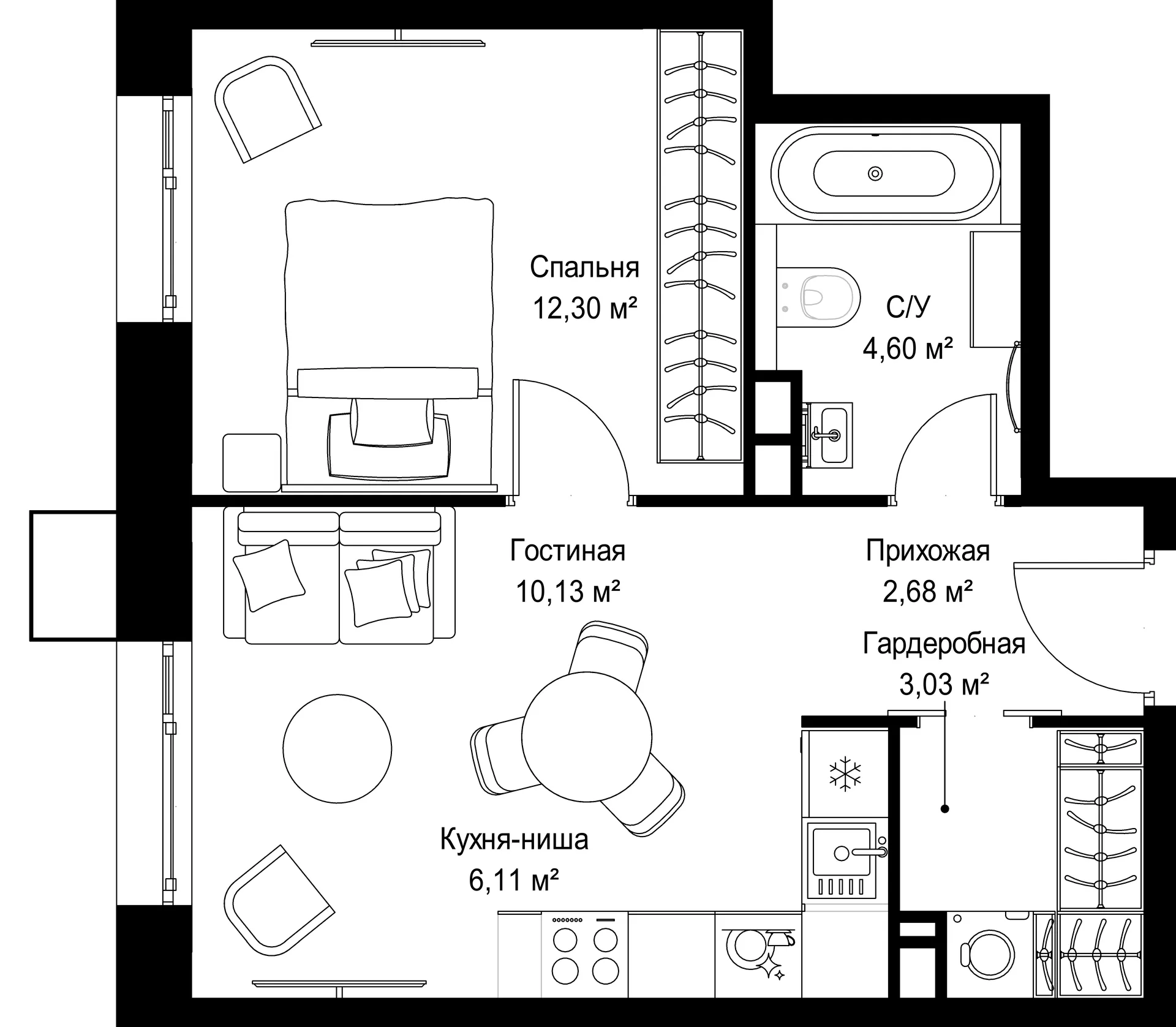 Планировка · 1-комн.