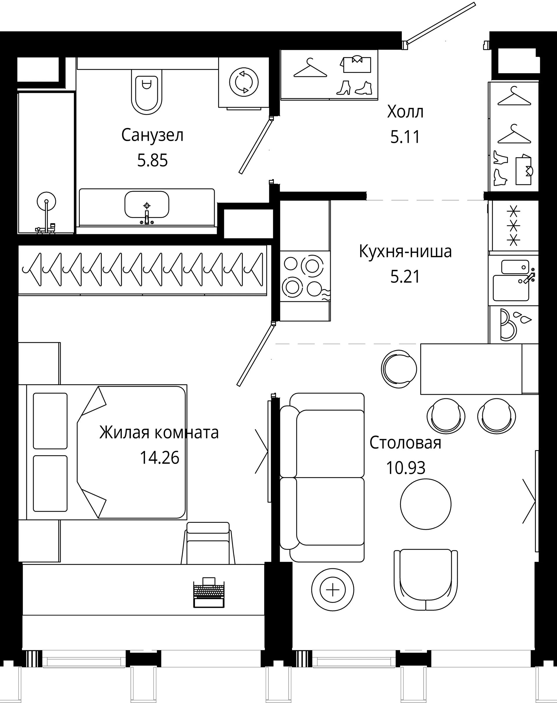 Планировка · 1-комн.