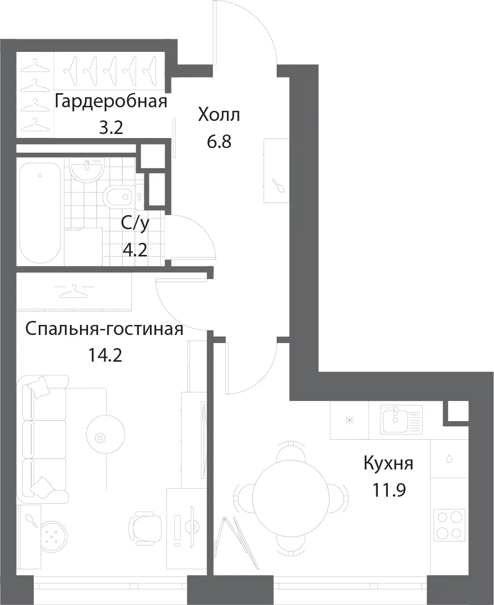 Планировка · 1-комн.