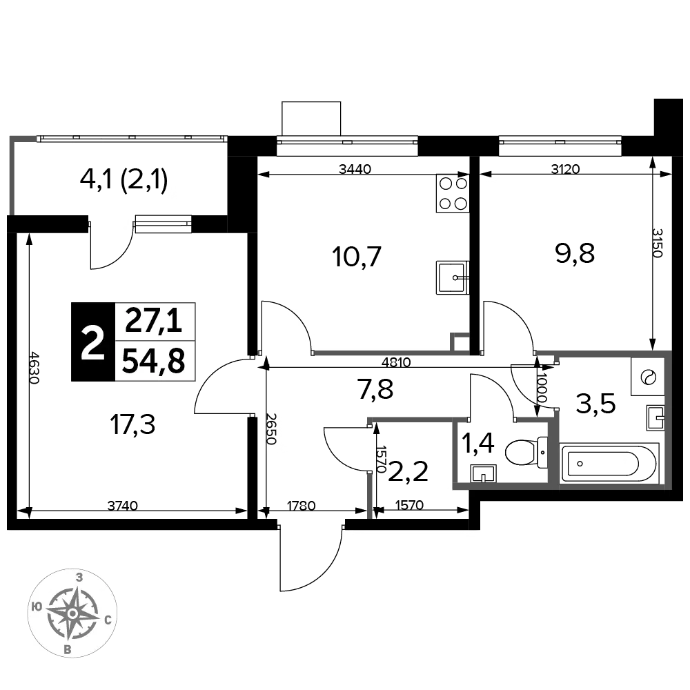 Планировка · 2-комн.