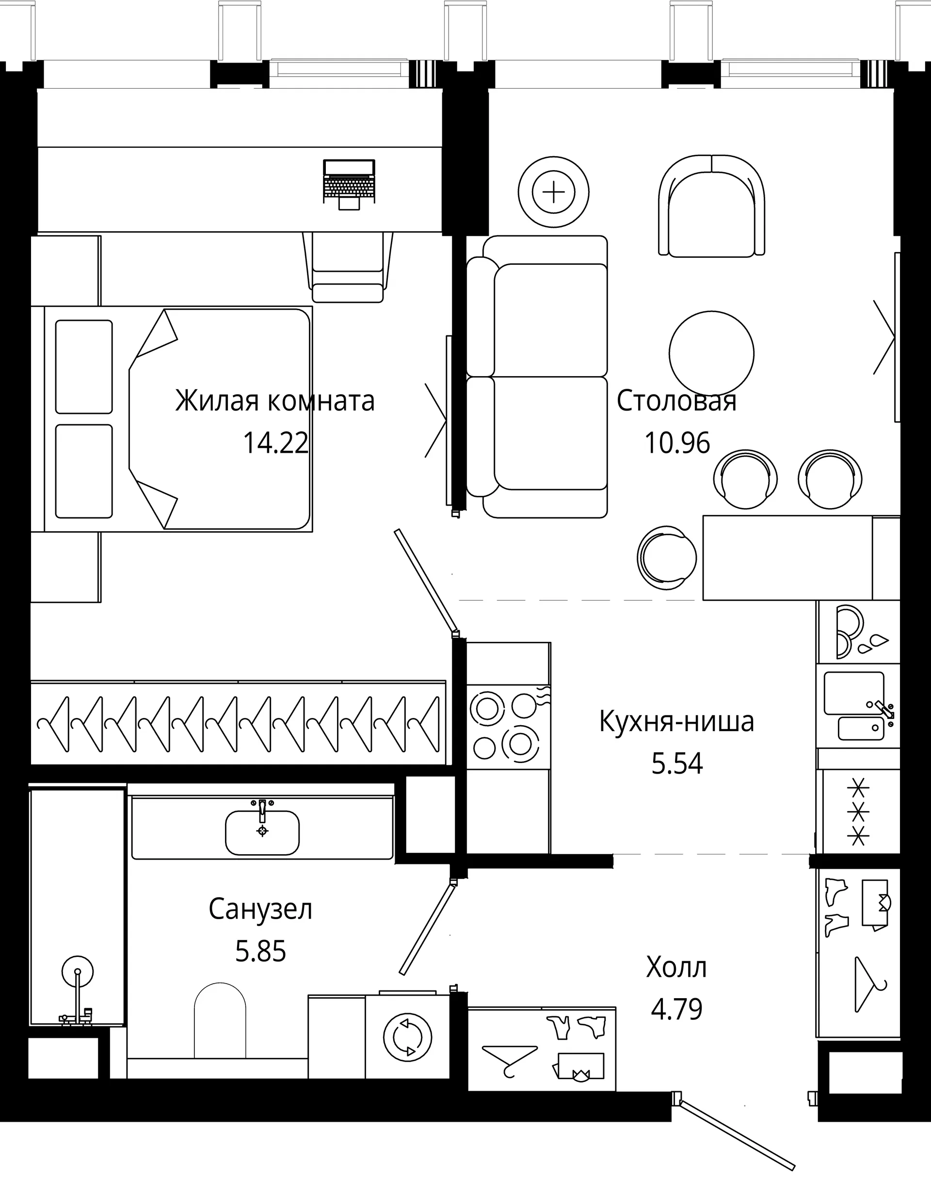 Планировка · 1-комн.