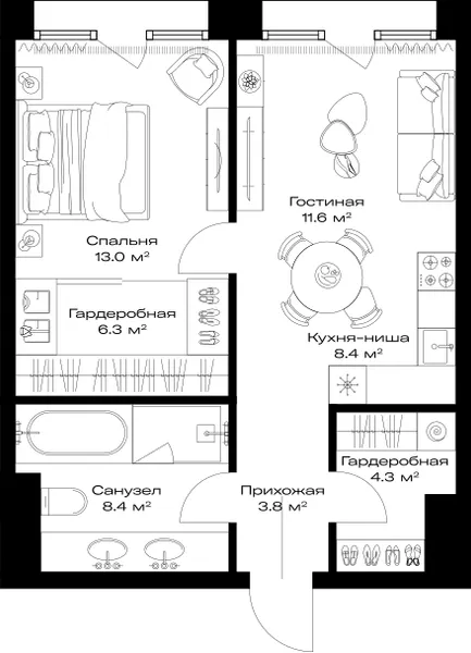Планировка · 1-комн.