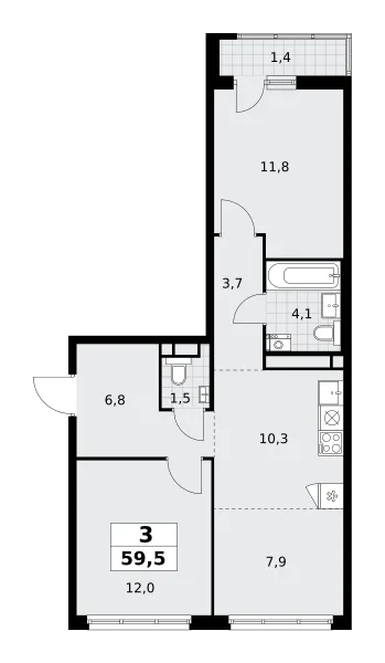 Планировка · 3-комн.