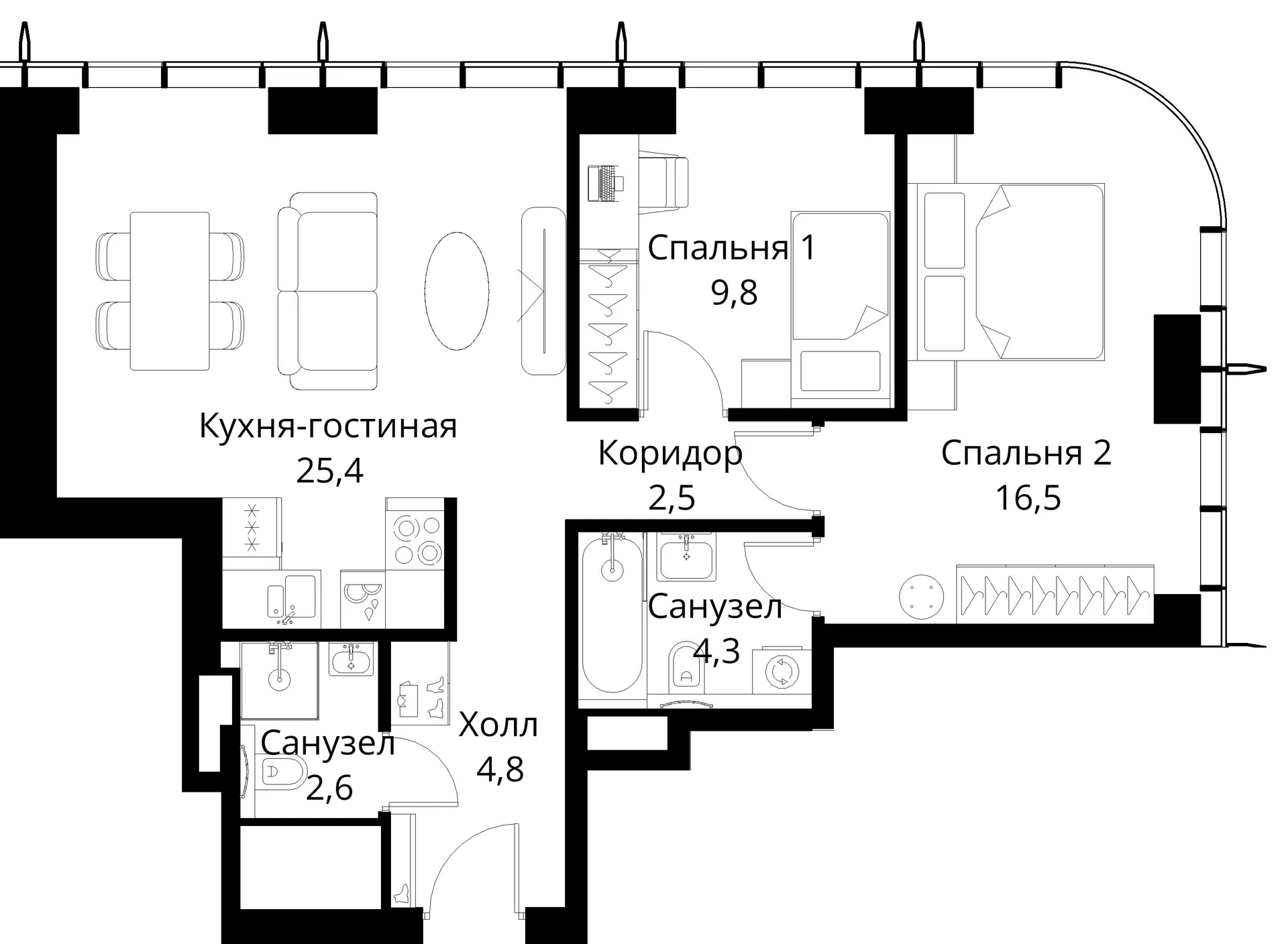 Планировка · 2-комн.