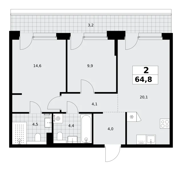 Планировка · 2E-комн.