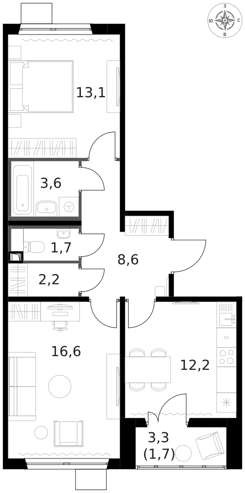 Планировка · 2-комн.