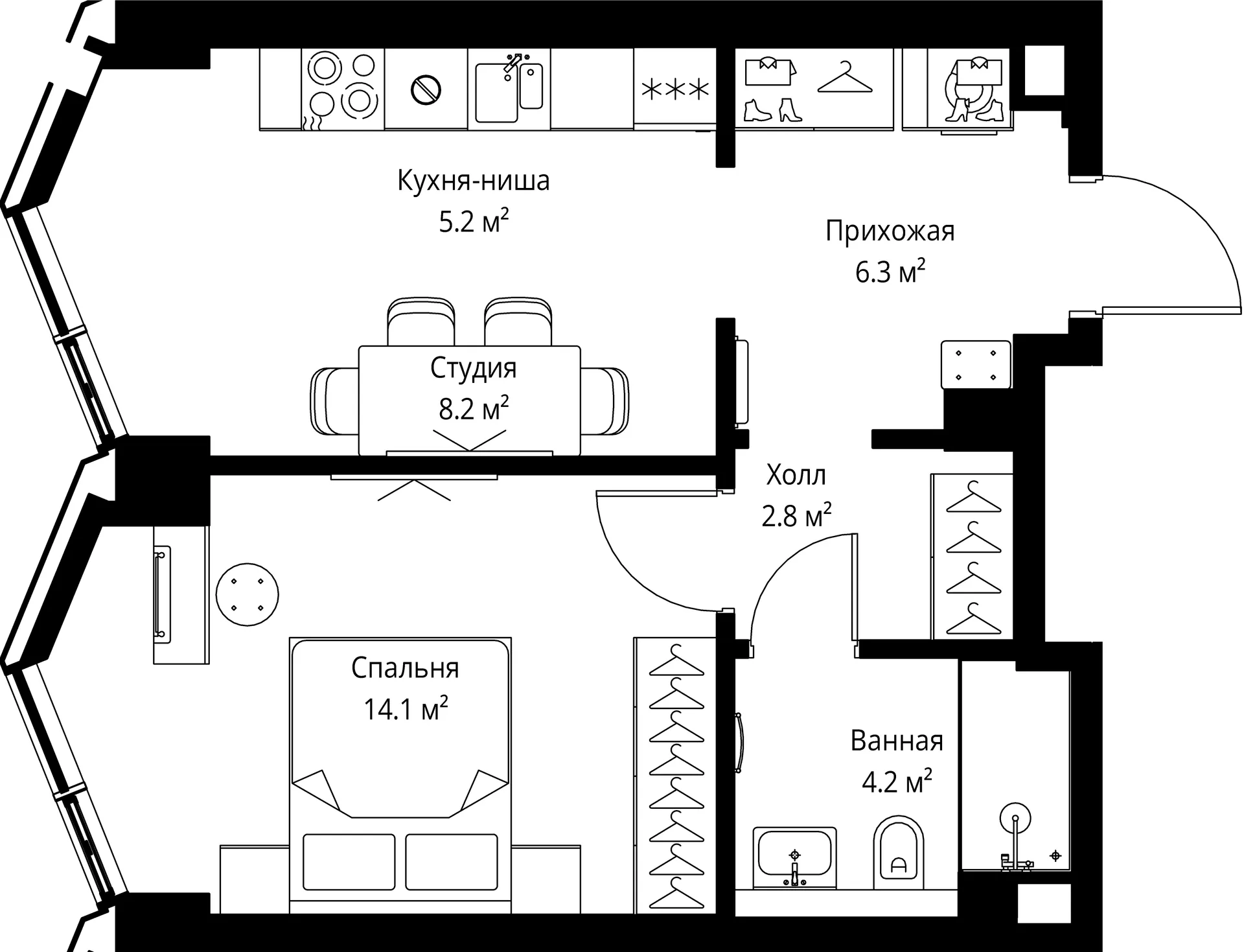 Планировка · 1-комн.
