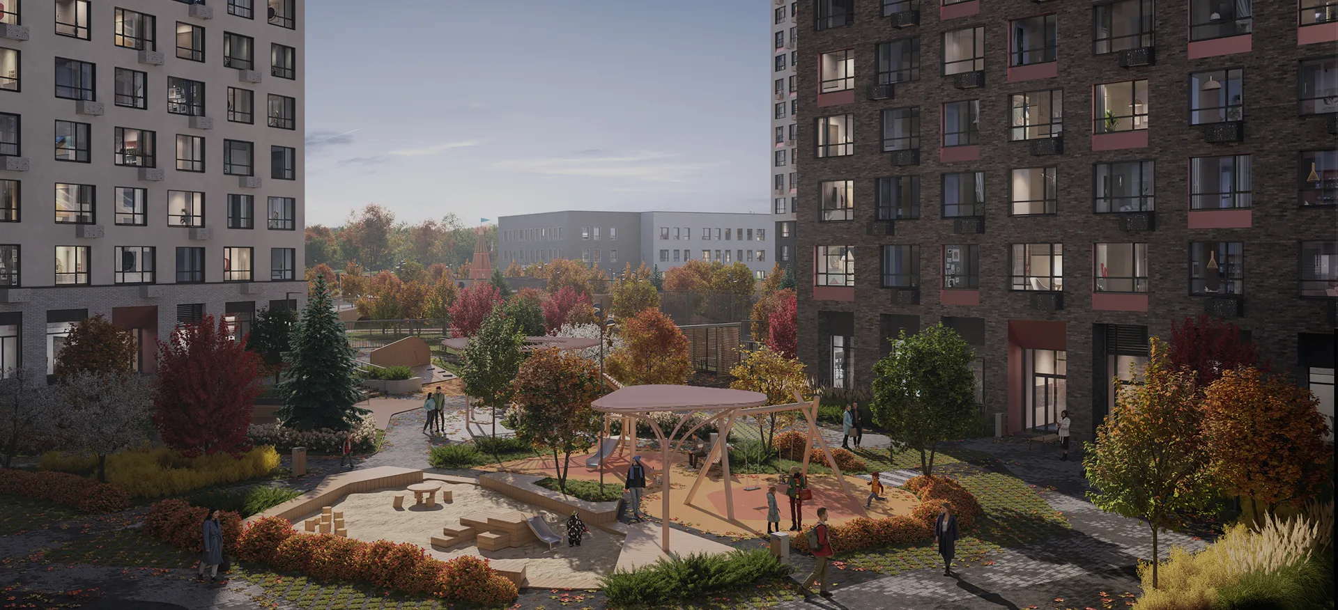 ЖК Страна.Парковая — двор с зоной отдыха и беседкой